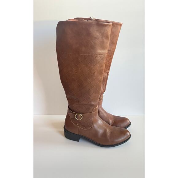 ST. JOHN'S BAY WOMEN'S DEER BLOCK HEEL RIDING BOOTS,COGNAC,SIZE 7 - Picture 1 of 7